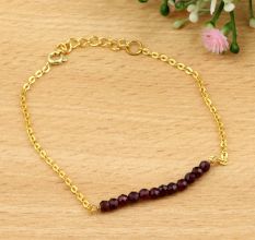 Garnet Beaded bracelet dainty minimalist bracelet, Brass 22k gold plated bracelet, Handmade jewelry